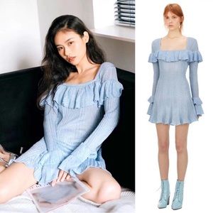 Self-Portrait | Dresses | Selfportrait Lurex Knit Tunic Light Blue |  Poshmark